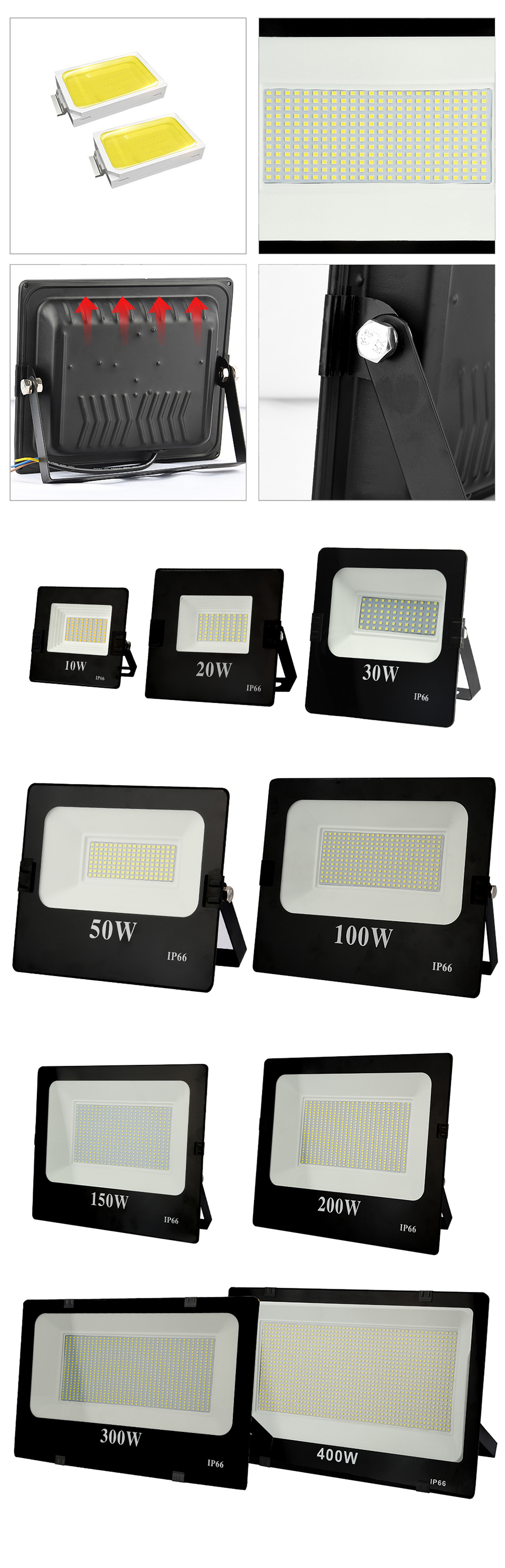 Ultra-thin Led Flood Light 10W 30W 50W 100W 200W 300W 400W 220V Spotlight Outdoor Garden Lamp Waterproof IP66