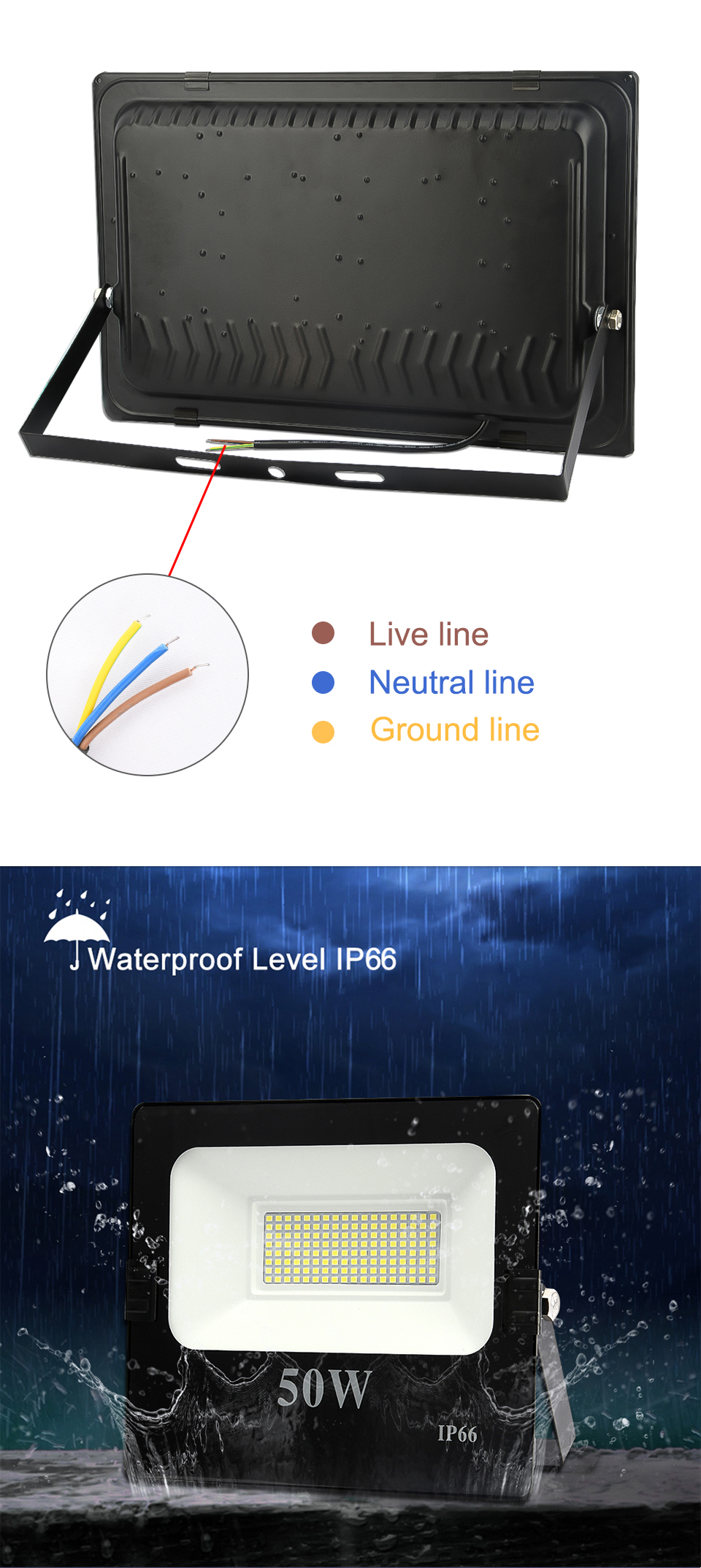 Ultra-thin Led Flood Light 10W 30W 50W 100W 200W 300W 400W 220V Spotlight Outdoor Garden Lamp Waterproof IP66