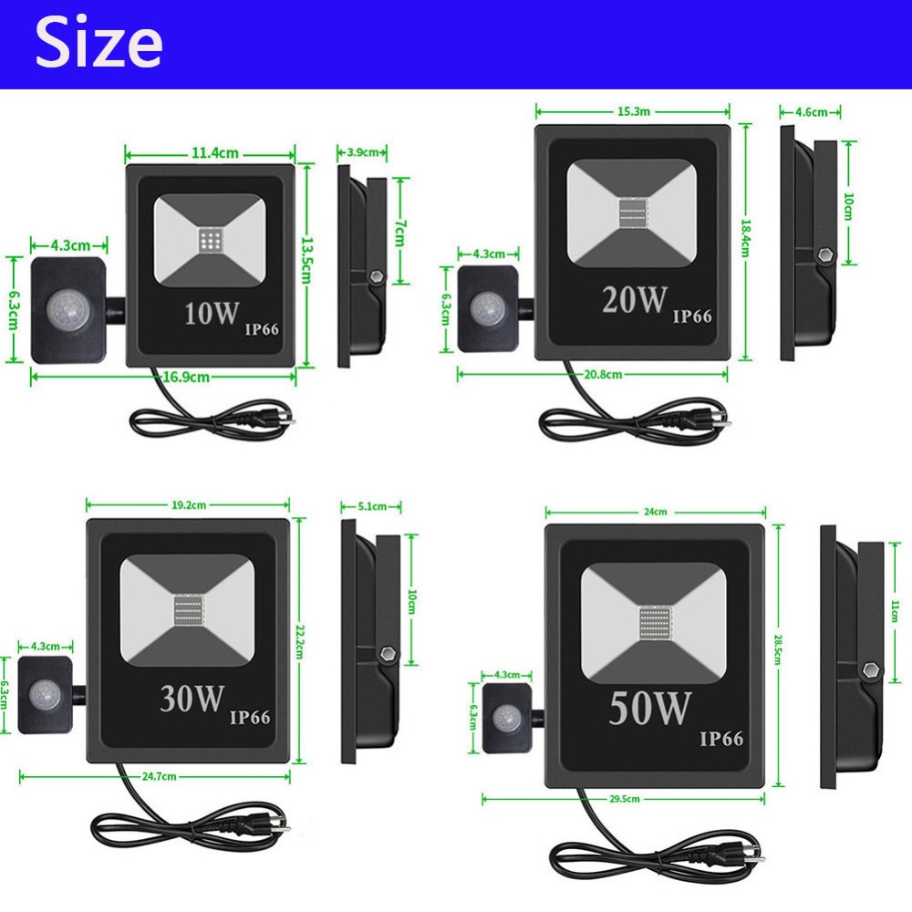 10W 20W 30W 50W UV LED Floodlight with PIR Motion Sensor Waterproof Ultra Violet Black Light Party Disco Neon Stage Lighting