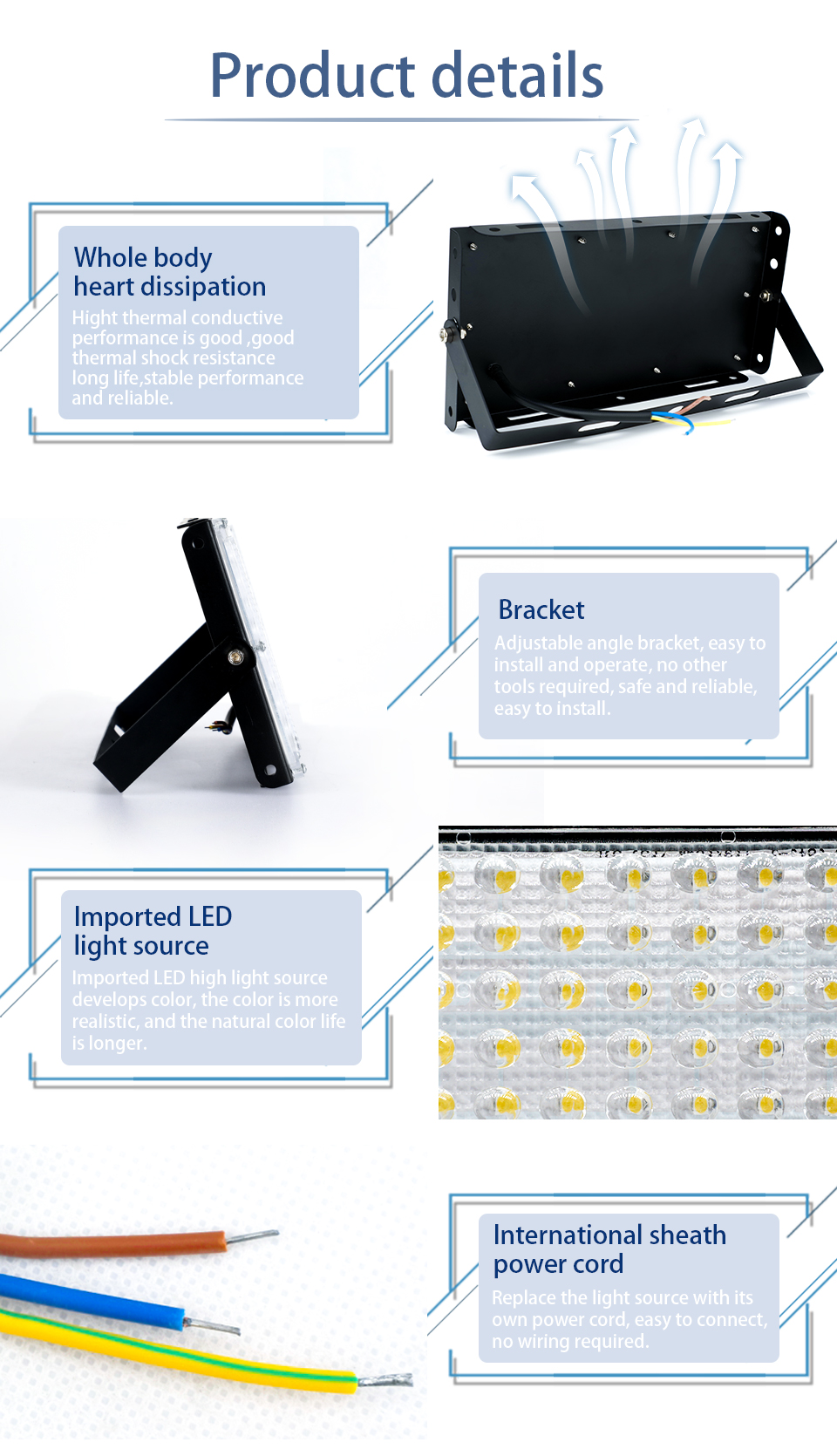 LED Flood Light 100W AC 220V-240V Floodlight streetIP65 Waterproof Outdoor Wall Reflector Lighting Garden Square Spotlightled