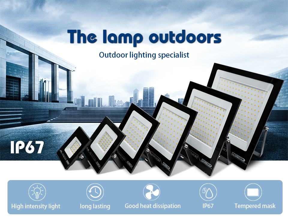 4pcs/lot Led Flood Light 10W 20W 30W 50W 100W 150W AC 220V Outdoor Floodlight IP67 Waterproof LED Street Lamp Landscape Lighting
