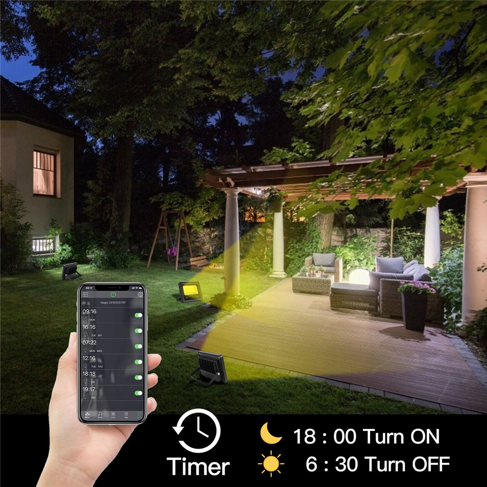 Outdoor 20W 40W Smart Bluetooth LED Flood Light RGB APP Control LED Floodlights for Garden Party Landscape Stage Lighting