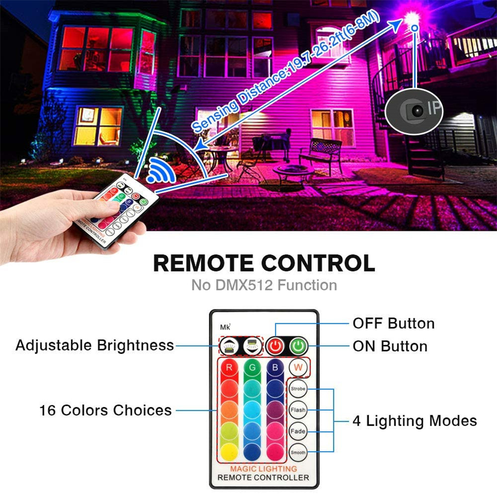 15W 25W 35W RGBW LED Flood Lights IP66 Waterproof Dimmable Color Change Wall Washer Stage Light for Party Garden Landscape Light