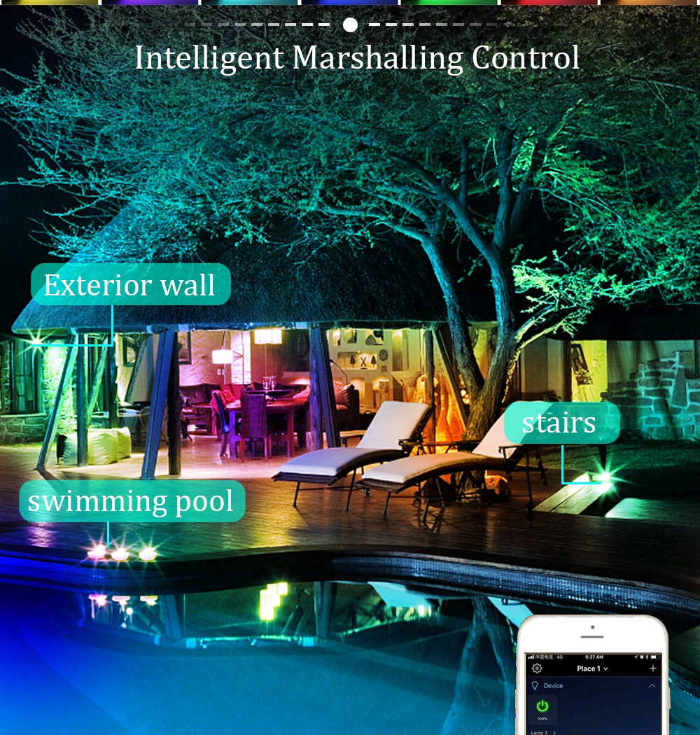 30W/50W/100W WiFi Tuya Smart Floodlight AC220V RGB+WW+CW 16 Million Colors 8 Scene modes Outdoor Waterproof Smart Spotlight