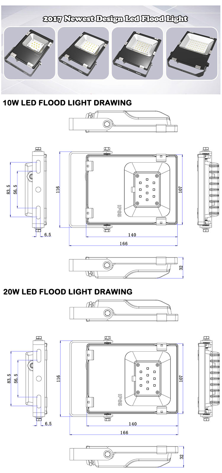 Warm White cool white LED FloodLight 10W 30W 50W 100W Reflector LED Flood Light Waterproof IP65 Spotlight Wall Outdoor Lighting
