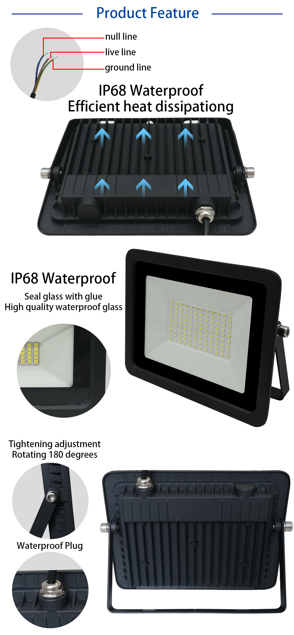 Led Flood Light 220V-240V Outdoor Spotlight Floodlight 10W 20W 30W 50W 100W Wall Lamp Reflector IP65 Waterproof Garden Lighting