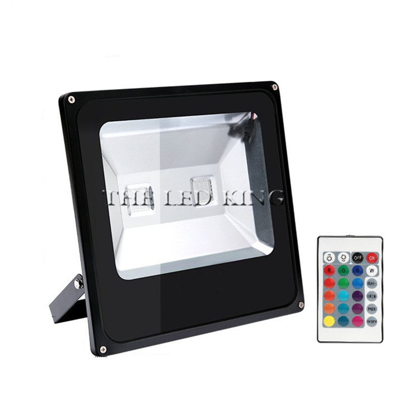 RGB LED Flood Light WaterProof 20W 30W 50W 100W 220V 110V colorful remote controlle Outdoor Wall Lamp Garden Projector AC220V