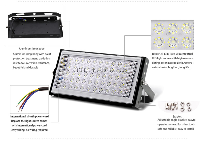 220V 240V LED Cast light LED Spotlight 50W IP65 power waterproof Landscape Lighting LED street Lamp