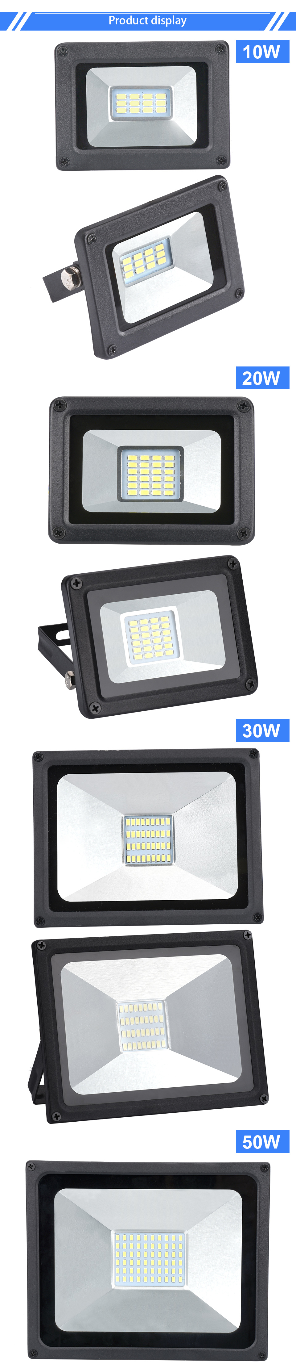 220V LED FloodLight 10W 30W 50W 100W Reflector LED Flood Light Waterproof IP65 Spotlight Wall Outdoor Lighting Warm Cold White