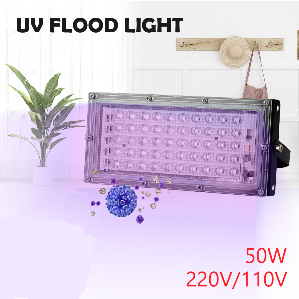 UV Flood Light 50LED 50W UV Germicidal Lamp Spotlight Floodlight Outdoor Garden Uvc Lamp Sterilizer UV Sterilizer