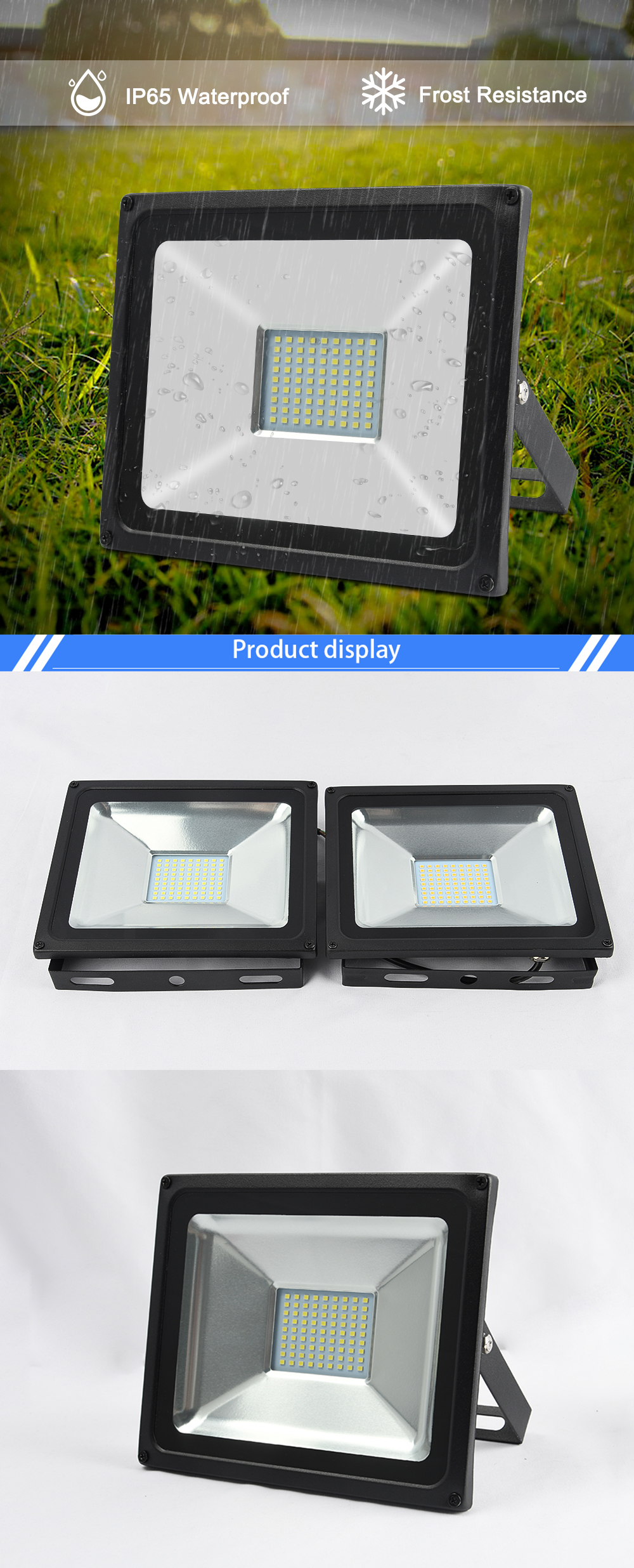 Waterproof Ip65 LED Flood Light 50W AC 110V 120V Spotlight Outdoor Garden Lighting Led Reflector Cast light Floodlights