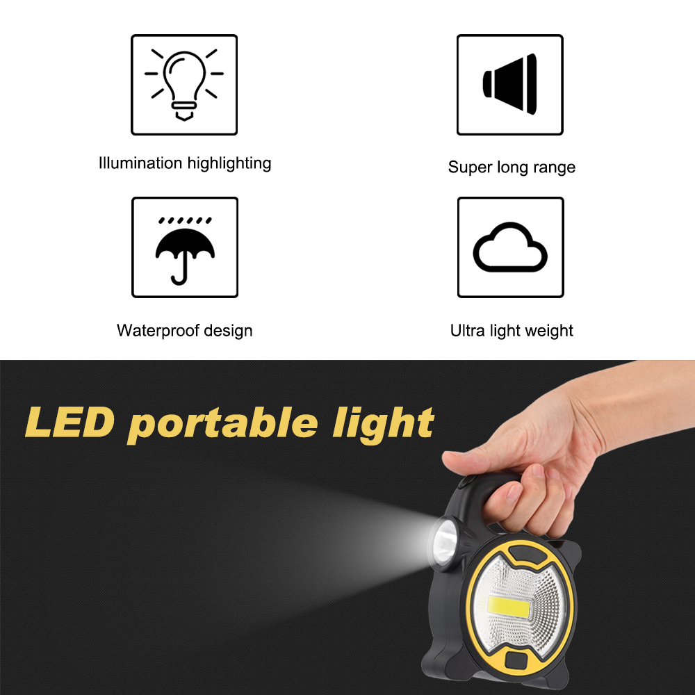 Portable LED Floodlight 10W COB LED Outdoor Garden Work Battery Powered Spot Lamp Tent Light Floodlight for Camping Light