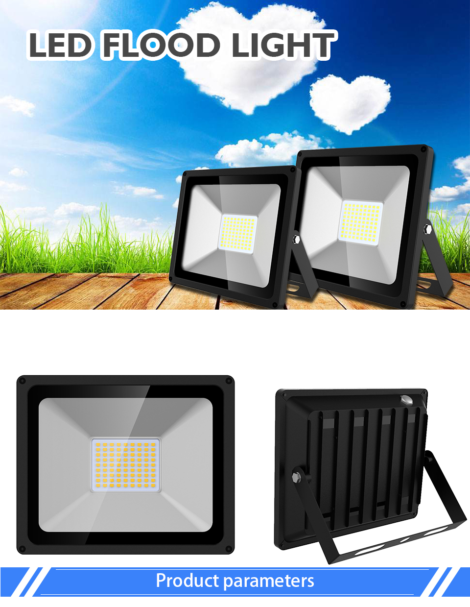 LED Flood Light 50W IP65 110V/220V LED Spotlight Reflector Outdoor Lighting Wall Lamp Floodlight