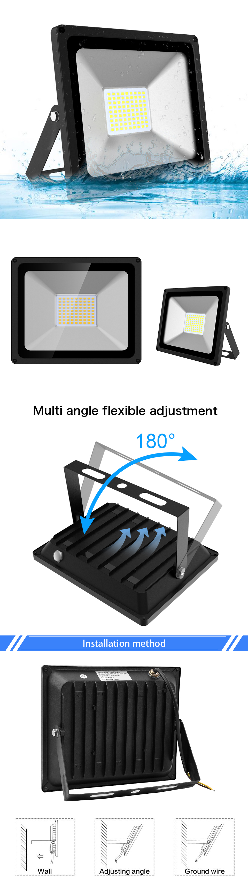 LED Flood Light 50W IP65 110V/220V LED Spotlight Reflector Outdoor Lighting Wall Lamp Floodlight