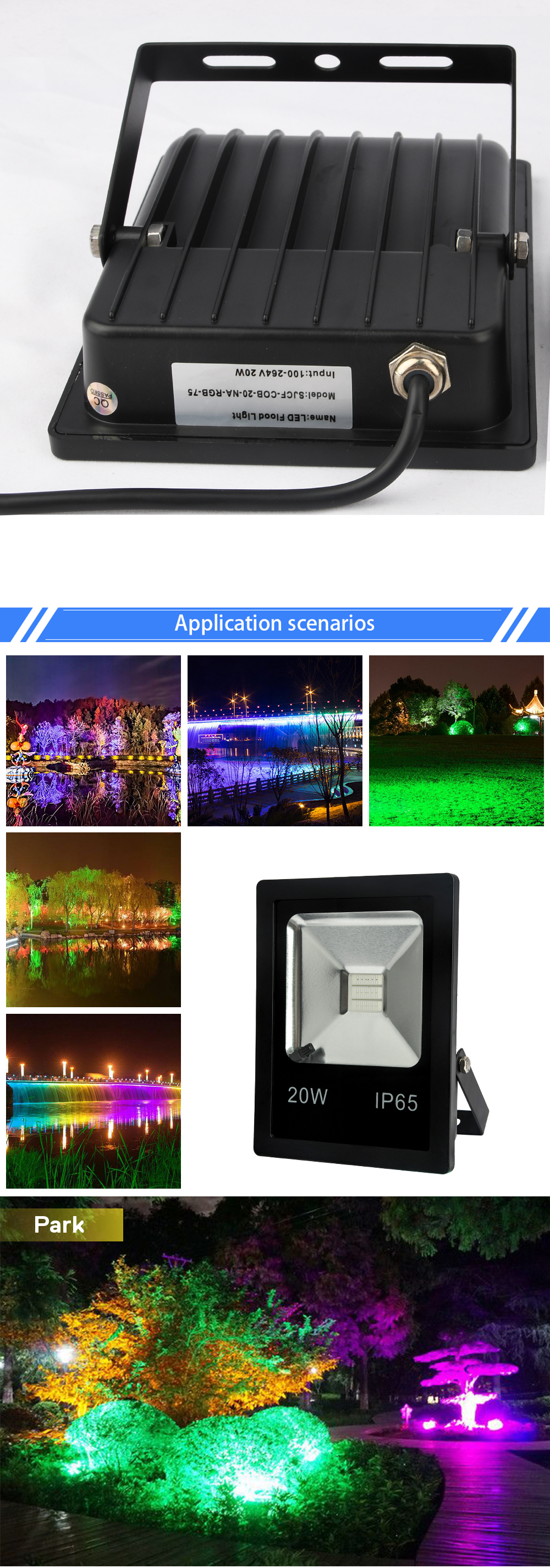 RGB LED Flood Light WaterProof 10W ac220V 110V colorful remote controlle Outdoor Wall Lamp Garden Projector lighting