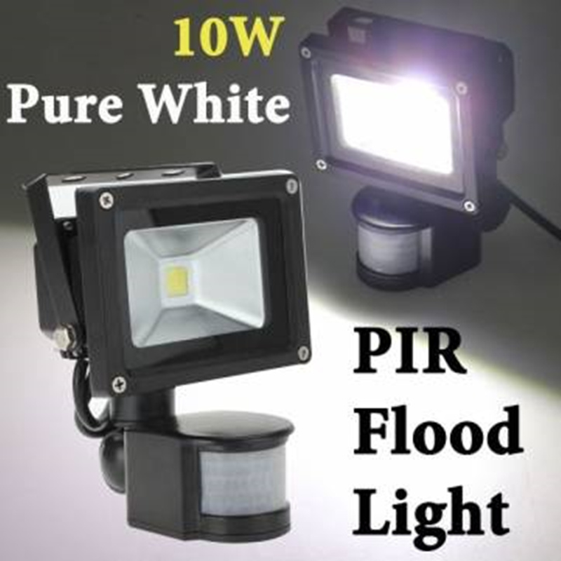 Outdoor Lighting Floodlights 10W White 1000LM PIR Motion Sensor Security LED Flood Light 85-265V