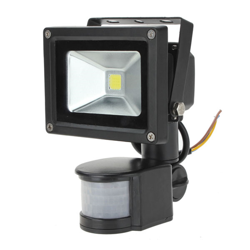 Outdoor Lighting Floodlights 10W White 1000LM PIR Motion Sensor Security LED Flood Light 85-265V
