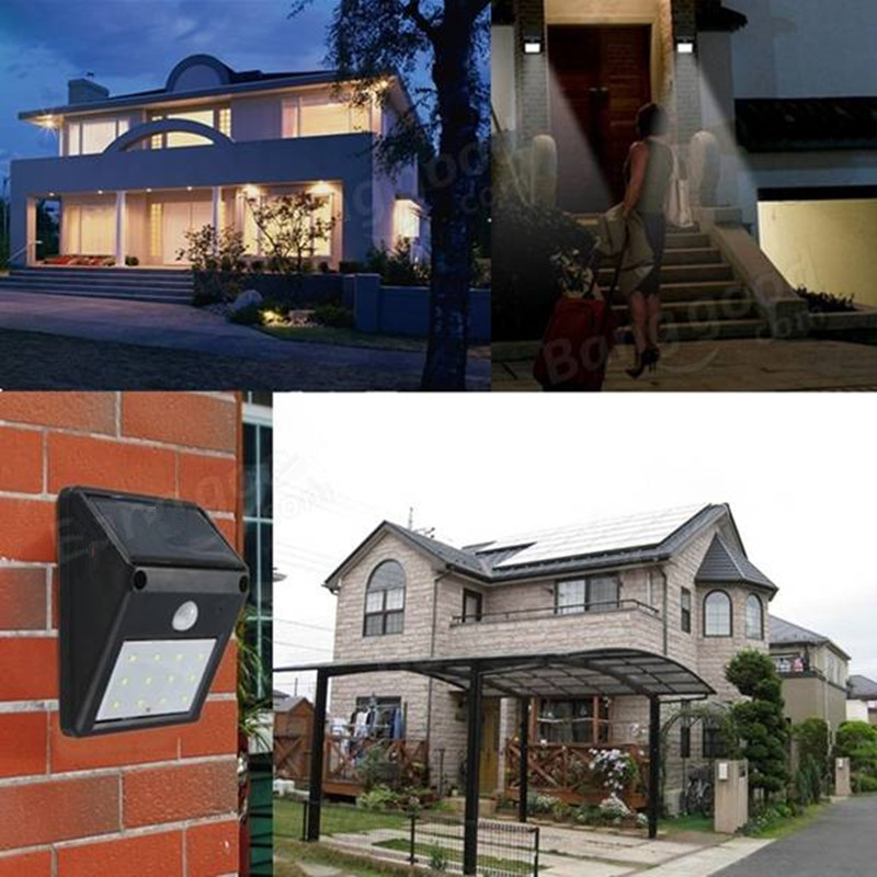 LA MIU Waterproof 12 LED Solar Light Solar Power PIR Motion Sensor LED Garden Light Outdoor Pathway Sense Solar Lamp Wall Light