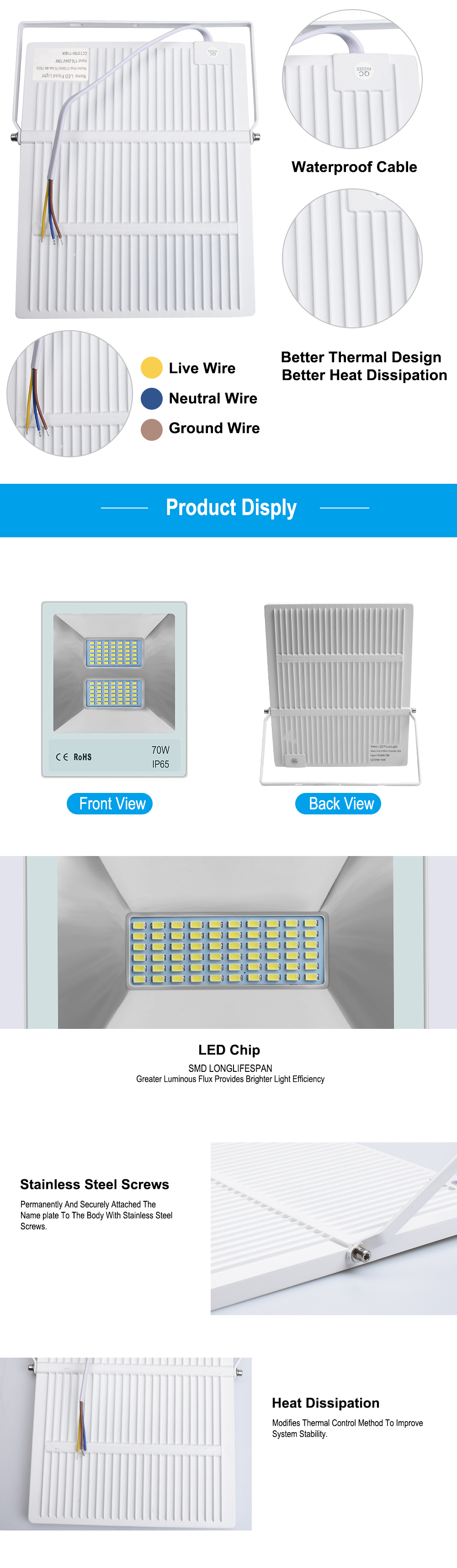 10W 20W 30W 50W 70W 100W led light flood ip65 projecteur proyector refletor projector led led the reflector exterior lighting