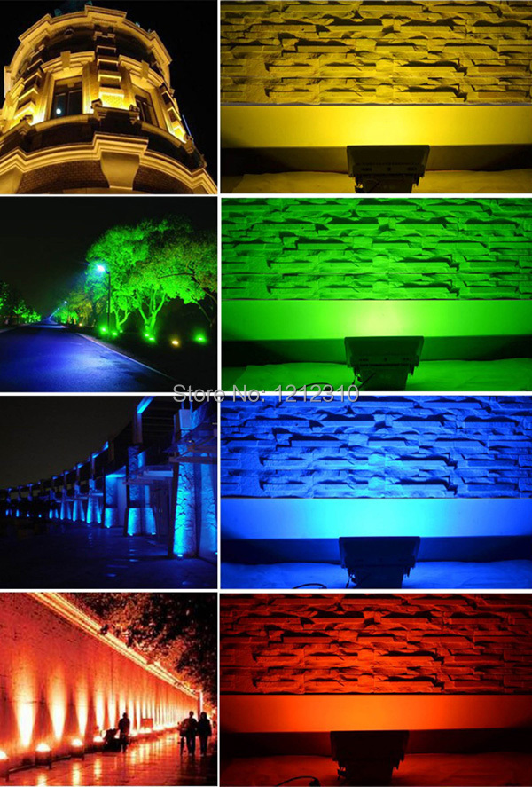 10W 20W 30W 50W LED Flood Light IP65 Waterproof 85-265V high power outdoor Green Red Blue RGB Floodlight Lamp