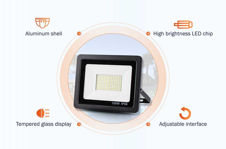 LED Flood Light 220V 230V 10W 20W 30W 50W 100W 150W IP66 Waterproof Outdoor Garden Projector Spotlight Wall Lamp