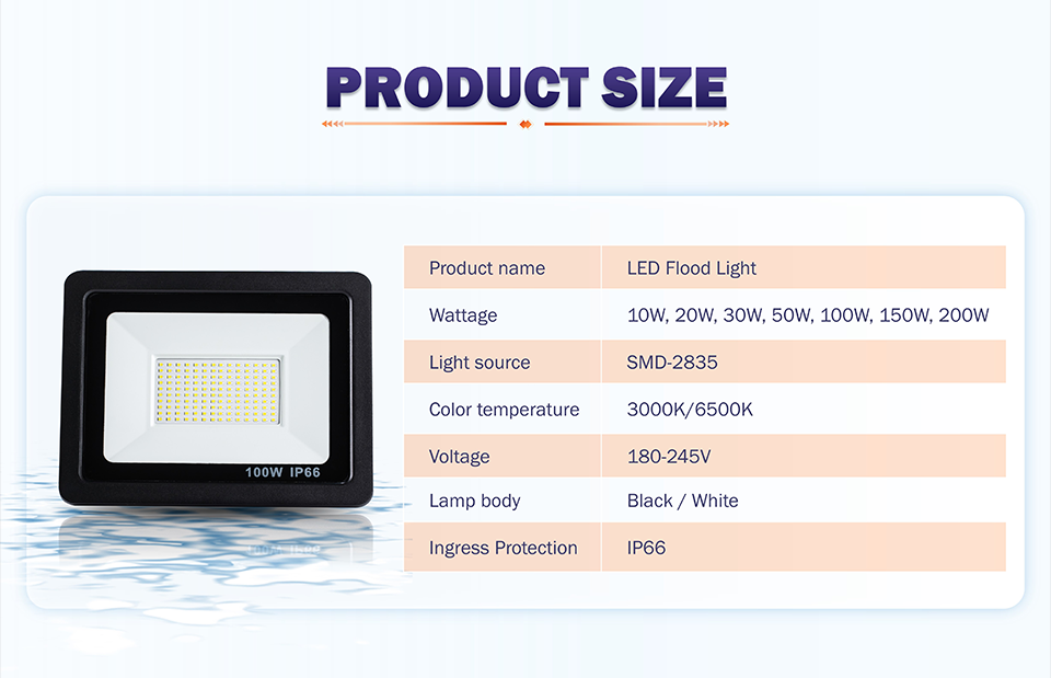 LED Flood Light 220V 230V 10W 20W 30W 50W 100W 150W IP66 Waterproof Outdoor Garden Projector Spotlight Wall Lamp