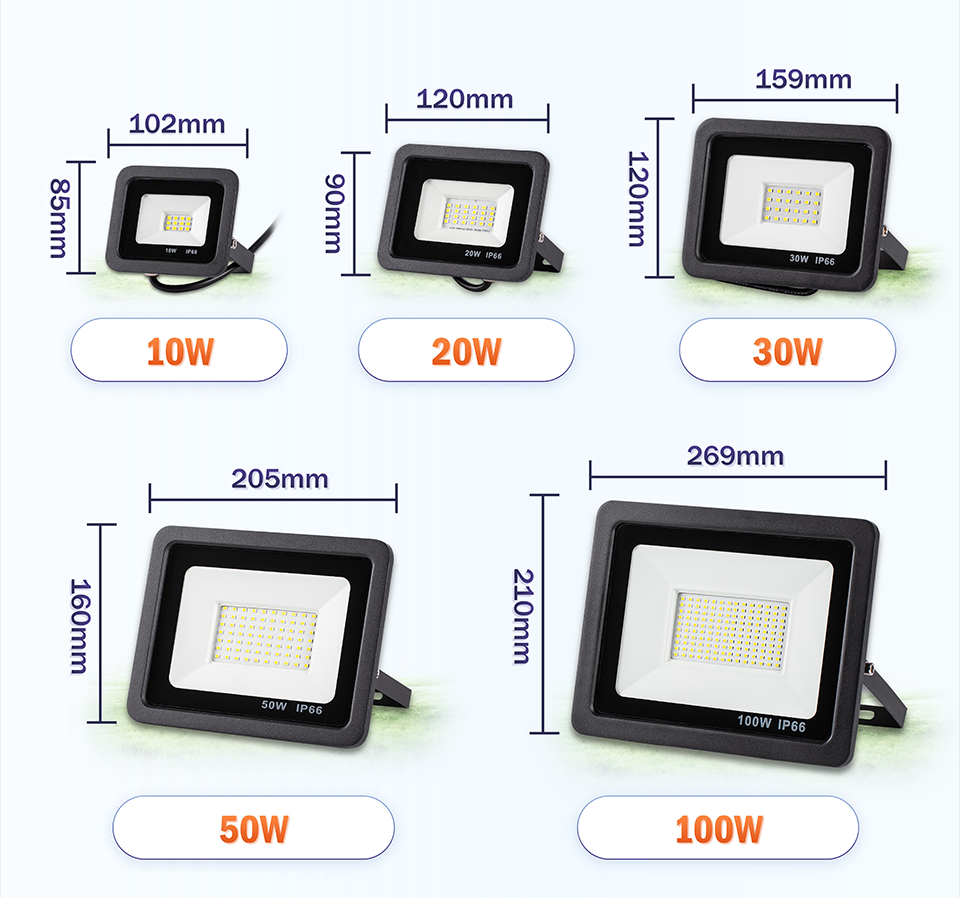 LED Flood Light 220V 230V 10W 20W 30W 50W 100W 150W IP66 Waterproof Outdoor Garden Projector Spotlight Wall Lamp