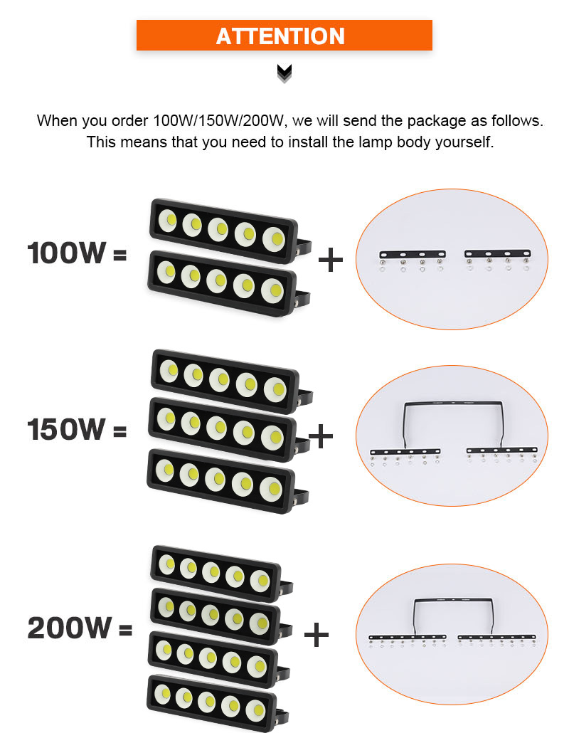 Waterproof LED Flood Light 50W 100W 150W 200W 220V 240V Outdoor IP65 LED Projector lawn light