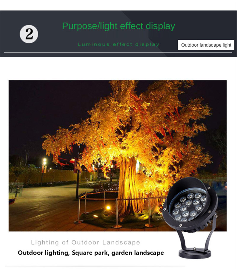 LED Outdoor Flood Light Patio Tree Lights Waterproof Landscape Light Lawn Ground Floodlight Colorful RGB AC220V 12W 18W 24W Lamp