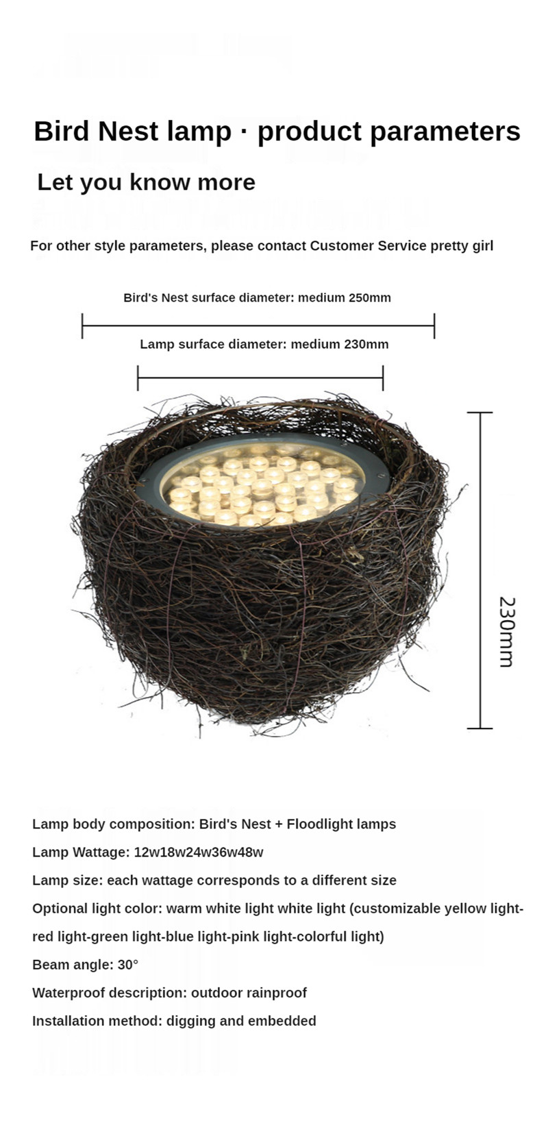 36W 48W Landscape Lighting Led Bird's Nest Lamp Garden Spotlight Garden Lighting Landscaping Lights Christmas Warm White Tree