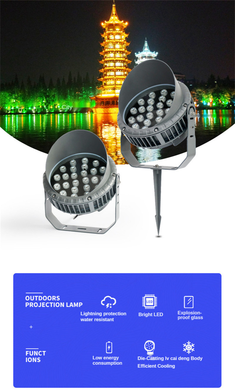 Waterproof Tree Light Led Spotlight Round Outdoor Colorful Lawn Landscape Garden Lamp Post Path Light Terrace Lamp 6W 9W 12w