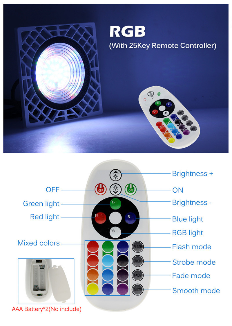 LED Projection Light Remote Control Colorful RGB Floodlight Outdoor Landscape Lighting Tree Lamp IP65 Waterproof 50W Garden Led