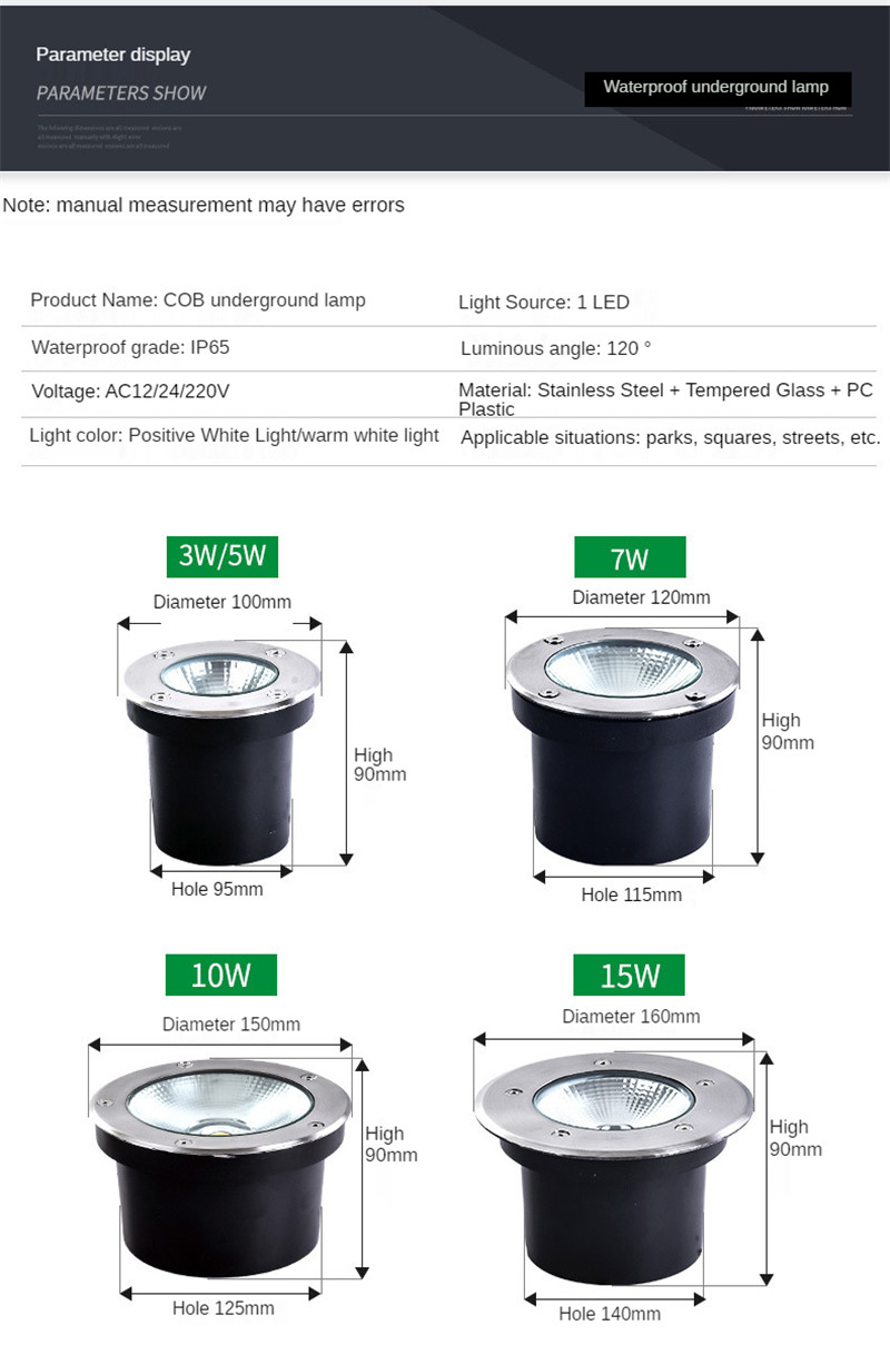 30W 50W Underground Garden Lights Outdoor Light Ip67 Outdoor Floor Led Outdoor Recessed Led Spotlight Underground Lamp 24V 12V