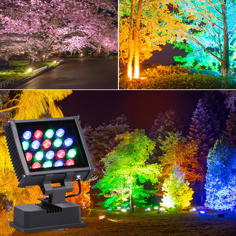 Outdoor Floodlight Projection Light Colorful Lawn Lights LED Landscape Rainproof Waterproof Lamps Garden Villa Tree Lights Wall