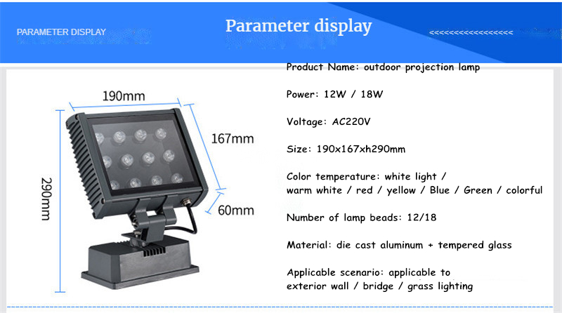 Outdoor Floodlight Projection Light Colorful Lawn Lights LED Landscape Rainproof Waterproof Lamps Garden Villa Tree Lights Wall