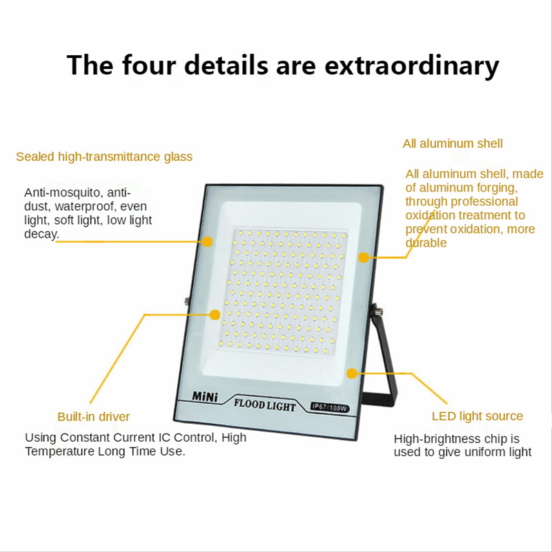 Outdoor Led Light Linear Floodlight Ultra-thin Outdoor Waterproof Advertising Sign Projection Lamp Foco Led 100W for Gardens