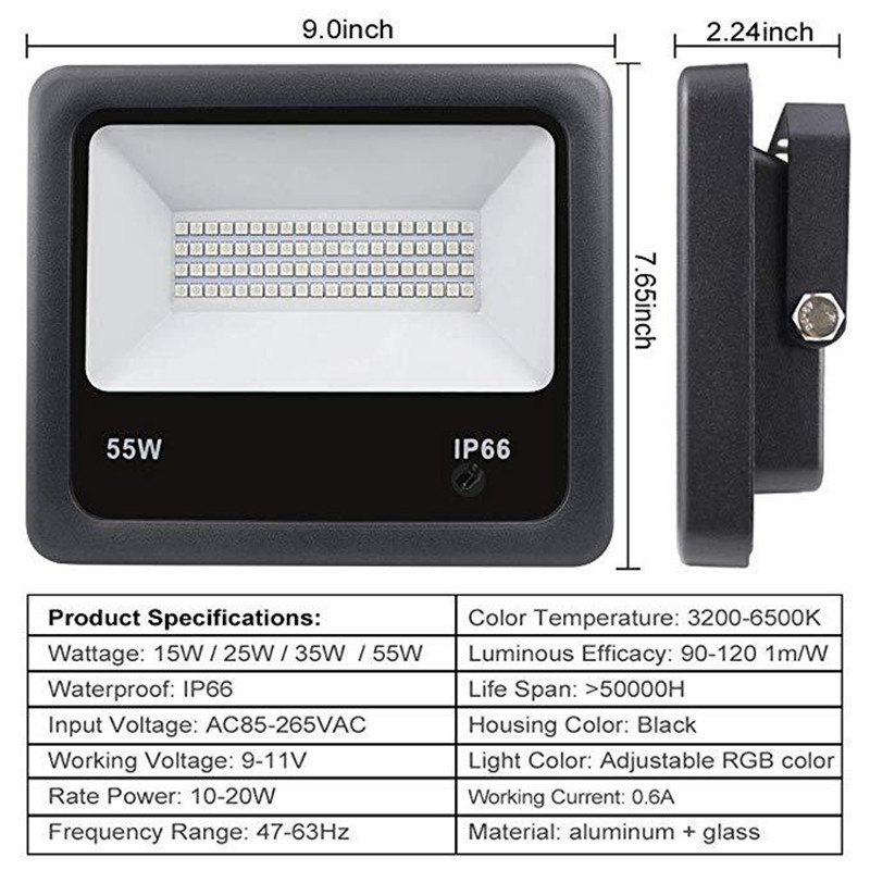 RGB 50W Led Flood Light Reflector Led Floodlight Outdoor Waterproof with Remote Control Street Lighting AC 110V 220V Garden Lamp