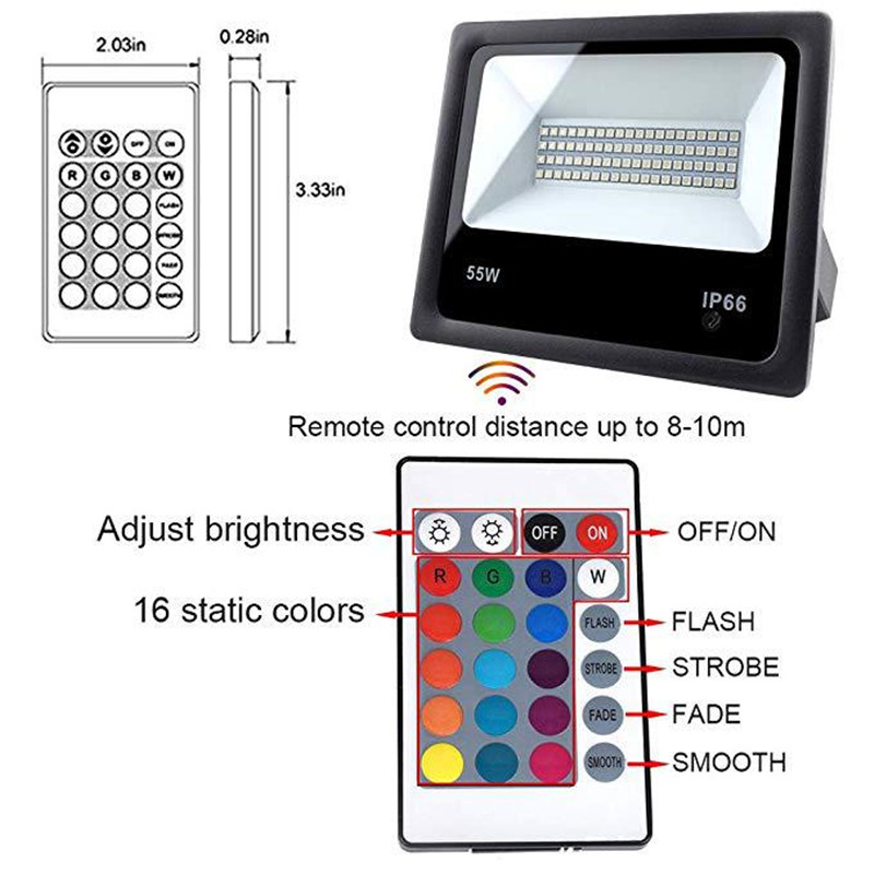 RGB 50W Led Flood Light Reflector Led Floodlight Outdoor Waterproof with Remote Control Street Lighting AC 110V 220V Garden Lamp