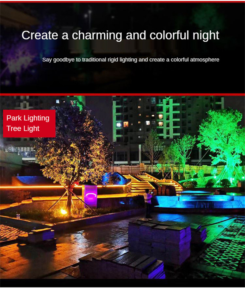 Garden Spotlight RGB Colorful Floodlight Tree Light Courtyard Lighting Landscape Lighting Street Lamp Remote Control 100W 150W