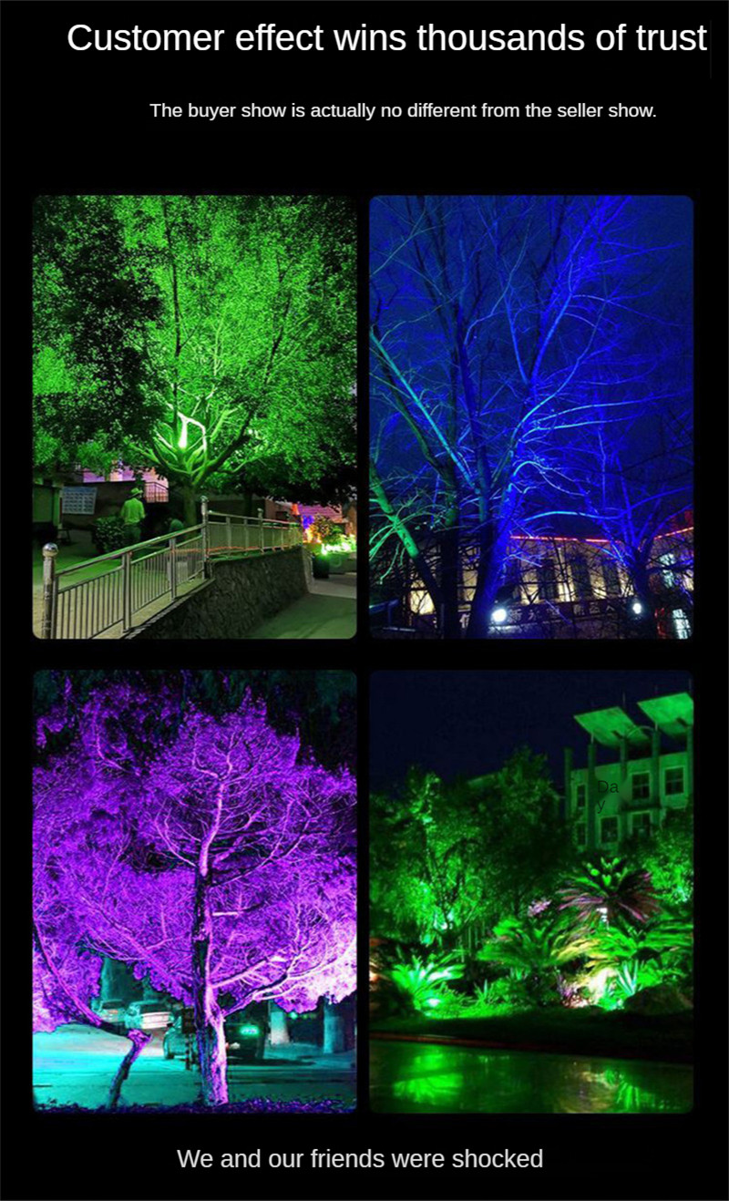 Garden Spotlight RGB Colorful Floodlight Tree Light Courtyard Lighting Landscape Lighting Street Lamp Remote Control 100W 150W