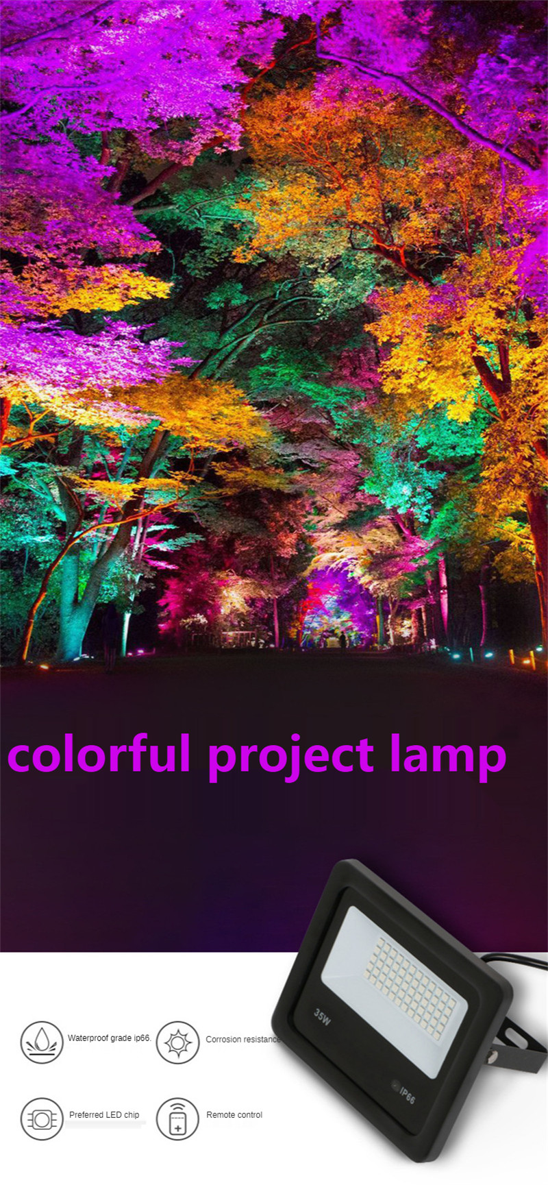 Floodlight Led Spotlight Outdoor Tree Light LED Colorful RGB Garden Light Christmas Lights IP66 Waterproof Landscape Lighting