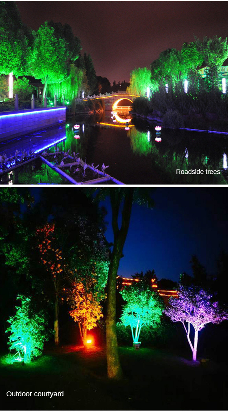 Floodlight Led Spotlight Outdoor Tree Light LED Colorful RGB Garden Light Christmas Lights IP66 Waterproof Landscape Lighting