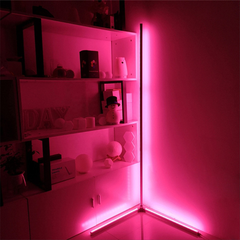 Nordic Led RGB Wall Corner Floor Lamp Living Room Sofa Bedroom Bedside Vertical Lamp Stitching DIY Projector Light App Remote