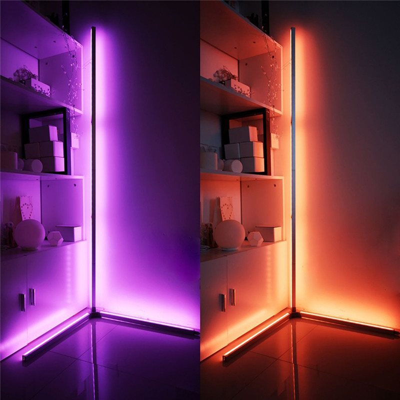 Nordic Led RGB Wall Corner Floor Lamp Living Room Sofa Bedroom Bedside Vertical Lamp Stitching DIY Projector Light App Remote