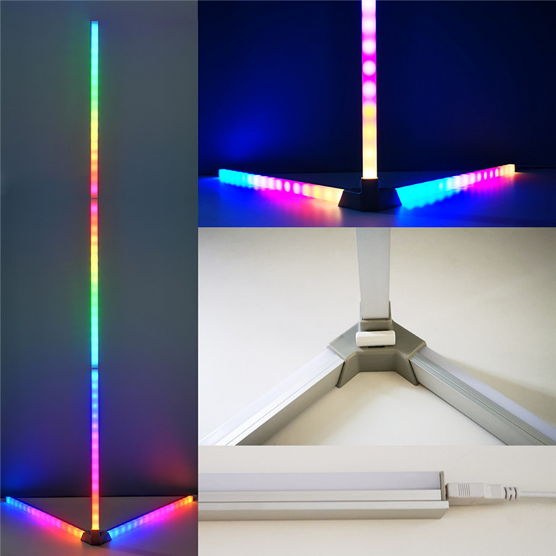 Nordic Led RGB Wall Corner Floor Lamp Living Room Sofa Bedroom Bedside Vertical Lamp Stitching DIY Projector Light App Remote