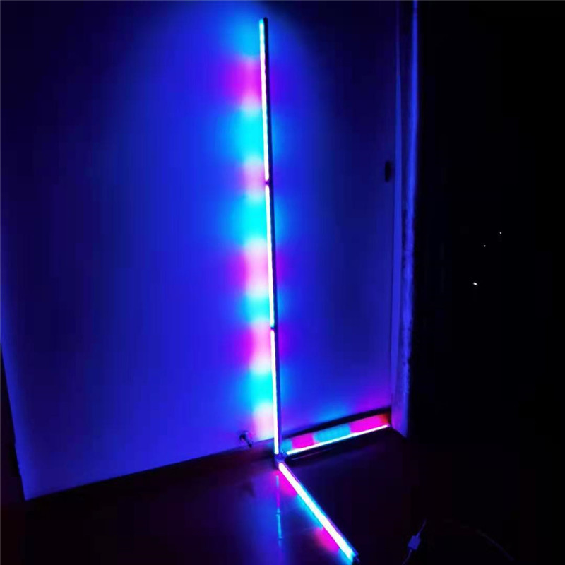 Nordic Led RGB Wall Corner Floor Lamp Living Room Sofa Bedroom Bedside Vertical Lamp Stitching DIY Projector Light App Remote