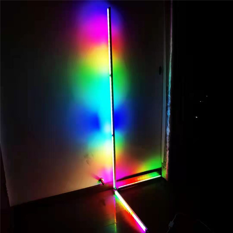 Nordic Led RGB Wall Corner Floor Lamp Living Room Sofa Bedroom Bedside Vertical Lamp Stitching DIY Projector Light App Remote