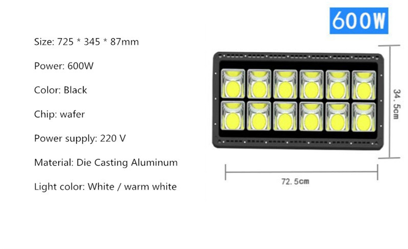 Led Floodlight Garden Led Spotlight External Led Sealed Lamp Waterproof Outdoor Flood Lighting AC220v 100W 200W 300W 400W 500W