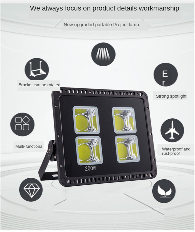 Led Floodlight Garden Led Spotlight External Led Sealed Lamp Waterproof Outdoor Flood Lighting AC220v 100W 200W 300W 400W 500W