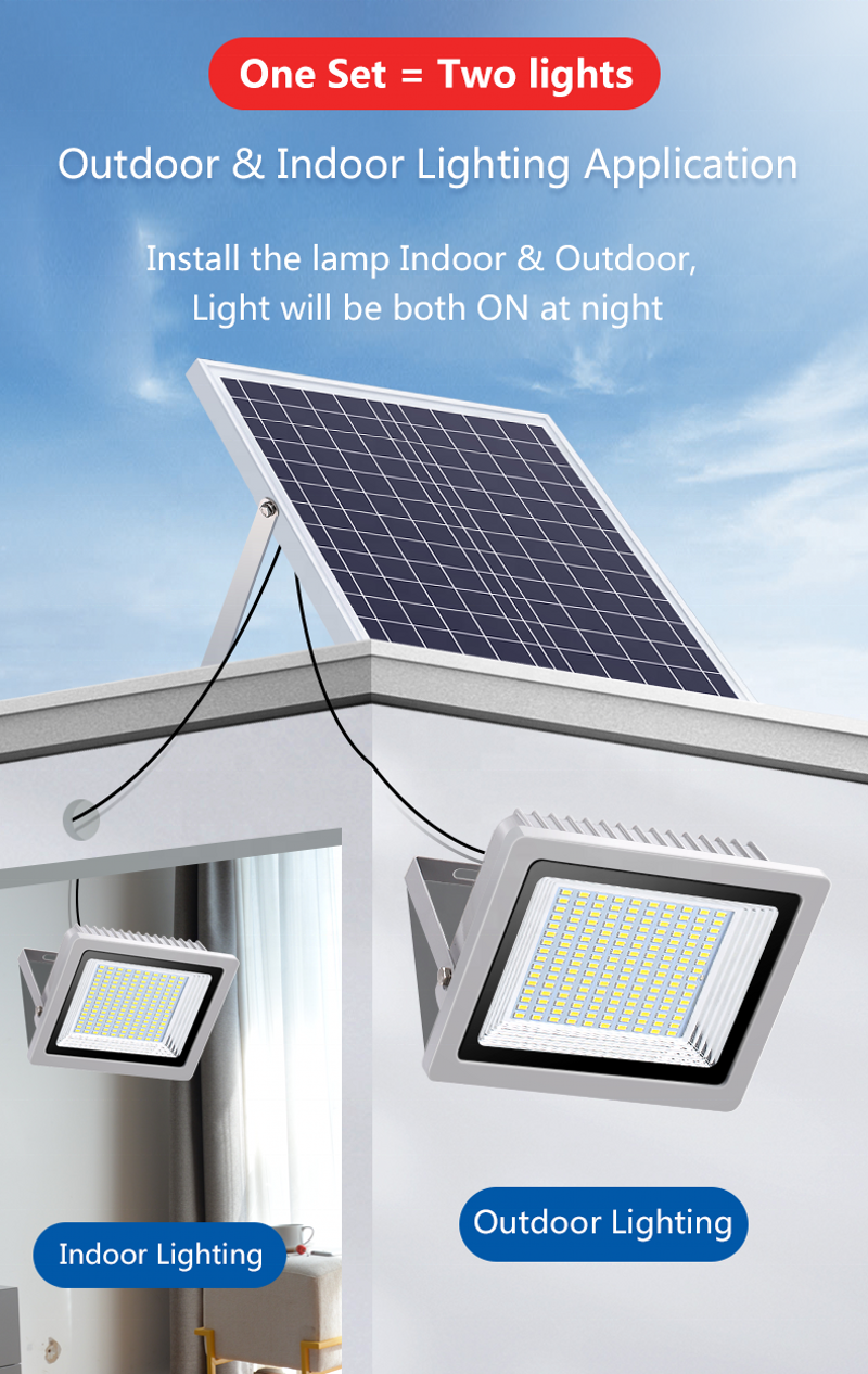 IP66 Outdoor 80W 120W 200W 400W 600W LED Solar Floodlights Double Head Garden Path Street Solar Landscape Light Remote Control